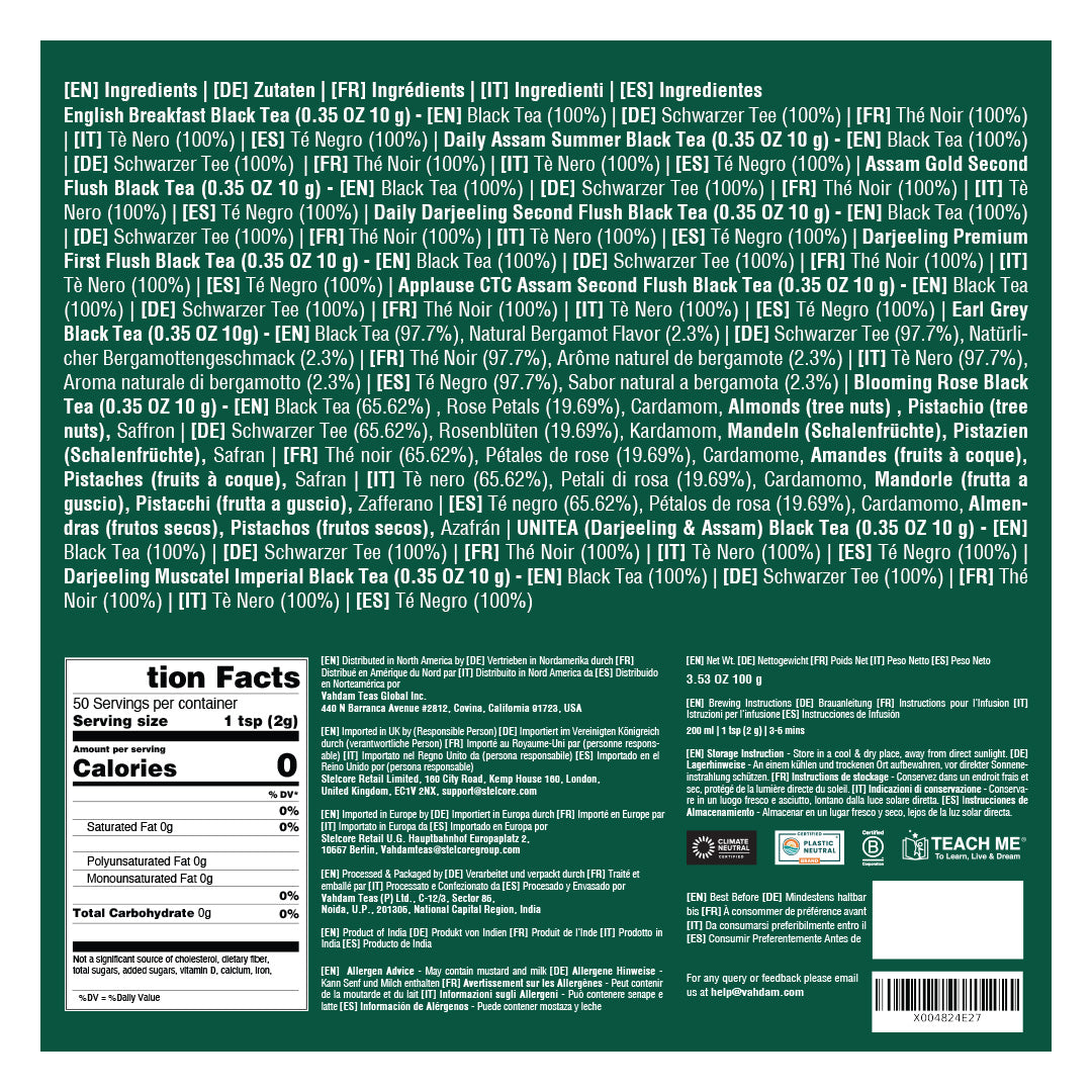 Black Tea Loose Leaf Sampler, 10 Teas