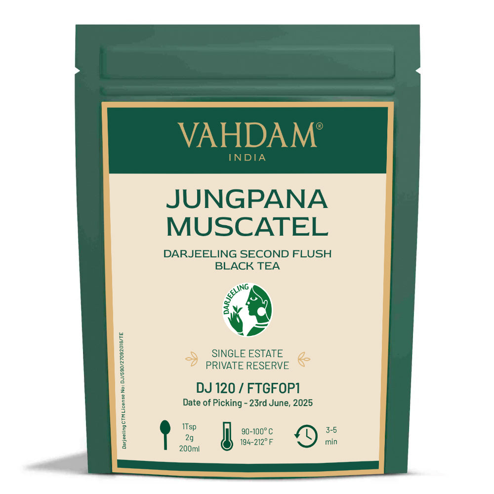 2025 Jungpana Muscatel Darjeeling Second Flush Black Tea DJ 120 (Pack of 4)