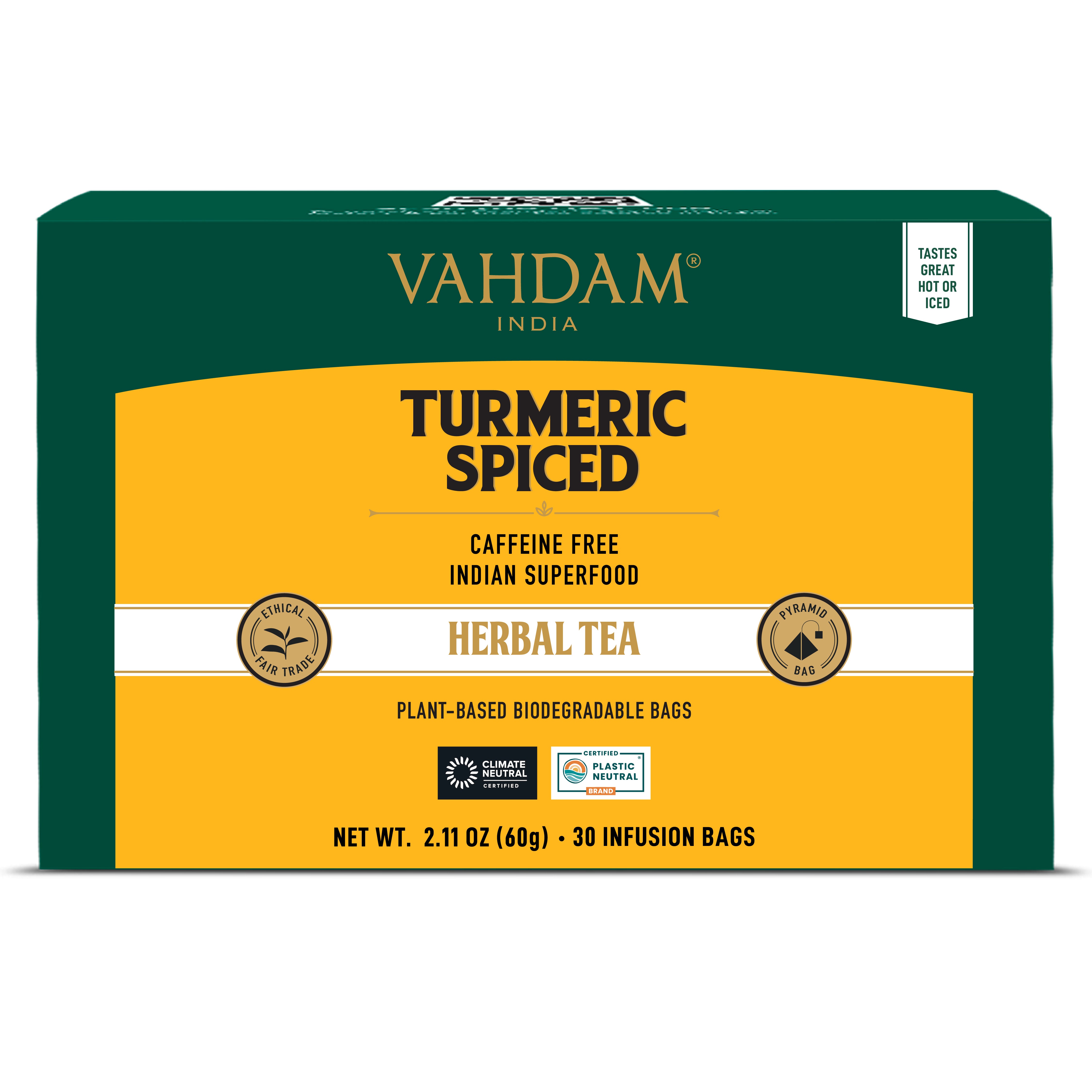 Turmeric Spiced Herbal Tea Tisane, 30 Count