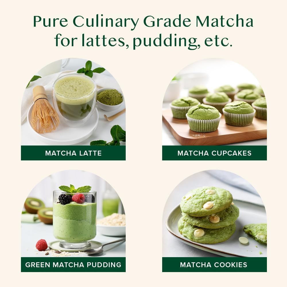 Pure Matcha Green Tea Powder, Culinary Grade, 3.53 oz