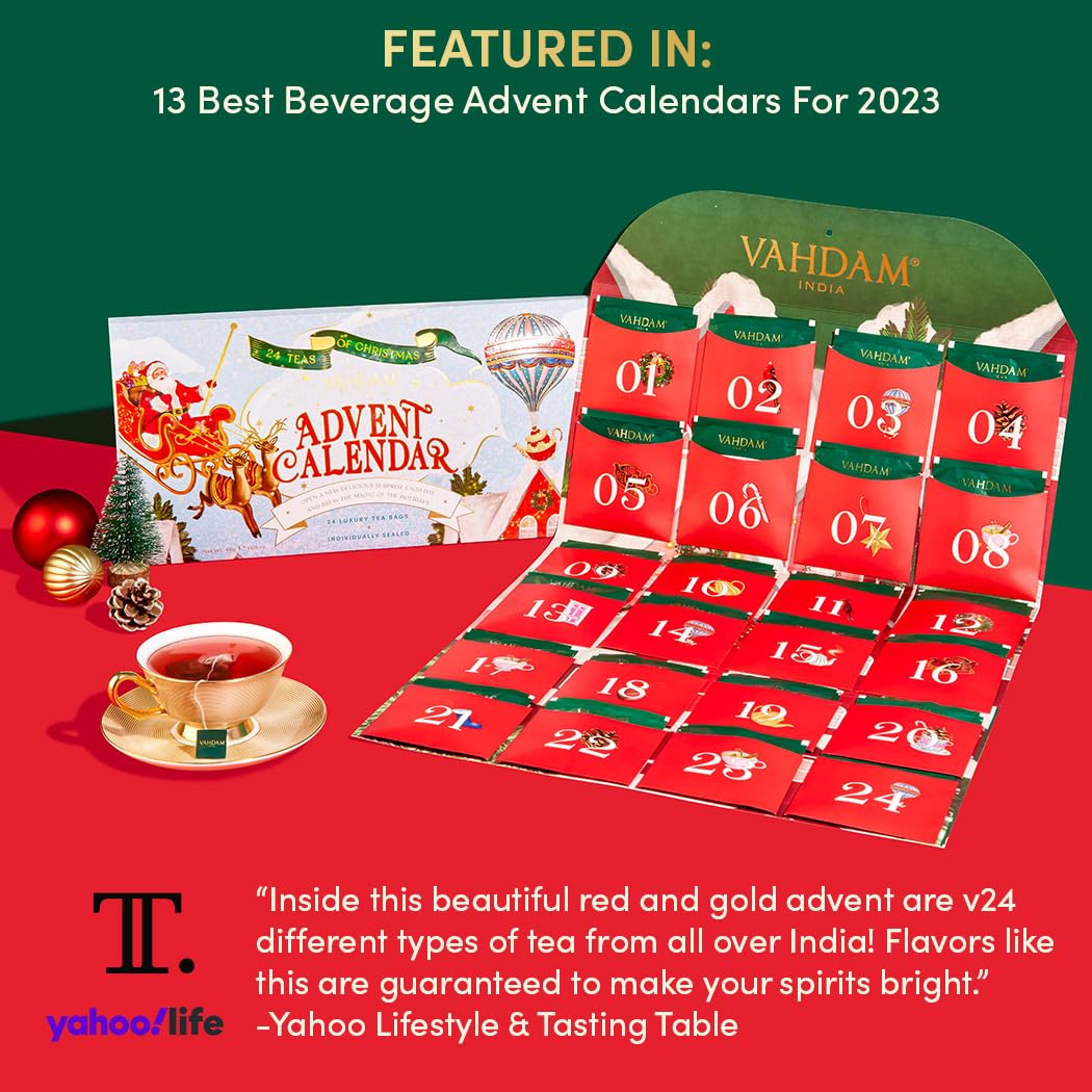 Black Friday Only | Foldable Advent Calendar Tea Gift, 24 Teas, 1.69 Oz, 48g With Free Shimmer Cup