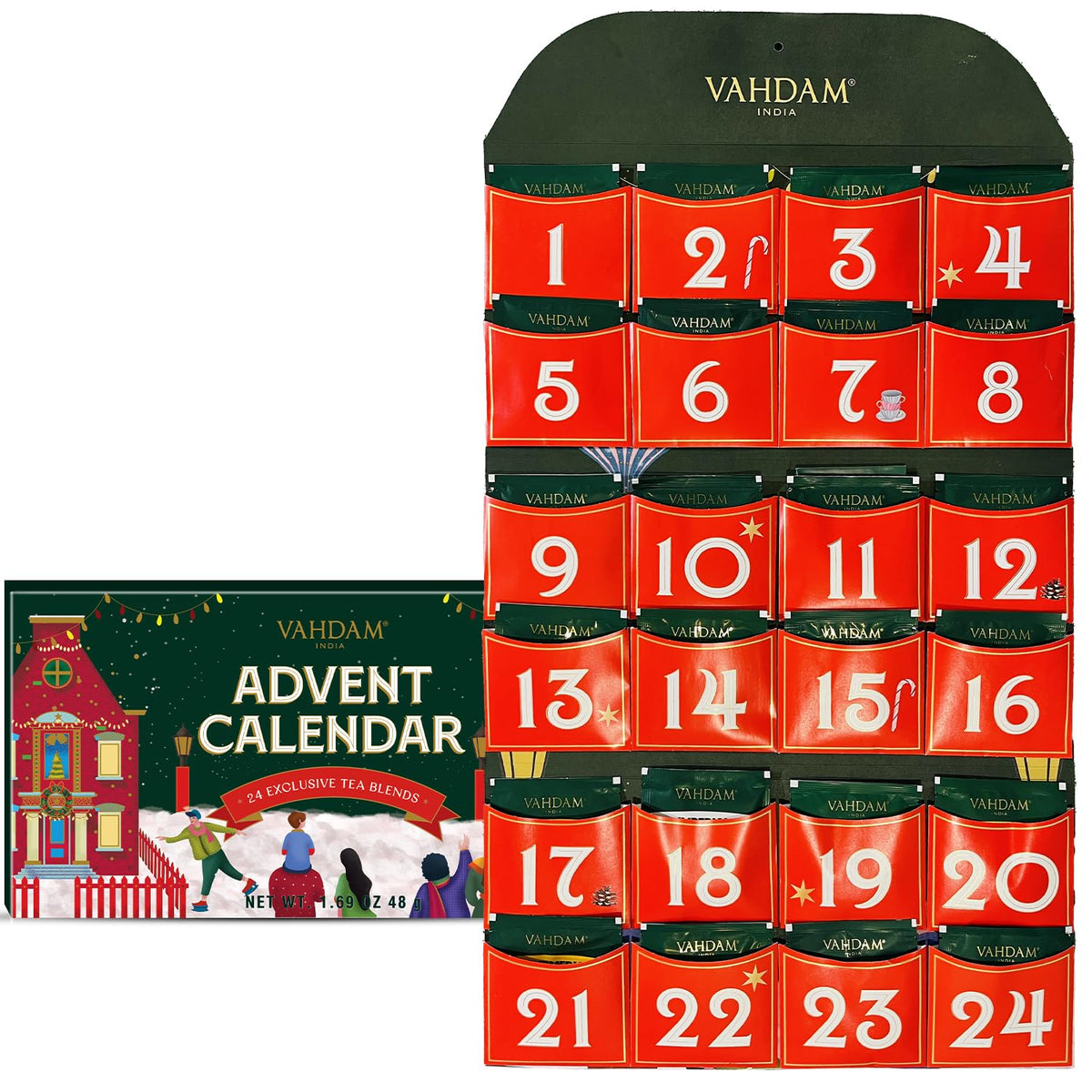 Foldable Advent Calendar Tea Gift, 24 Teas, 1.69 Oz, 48g