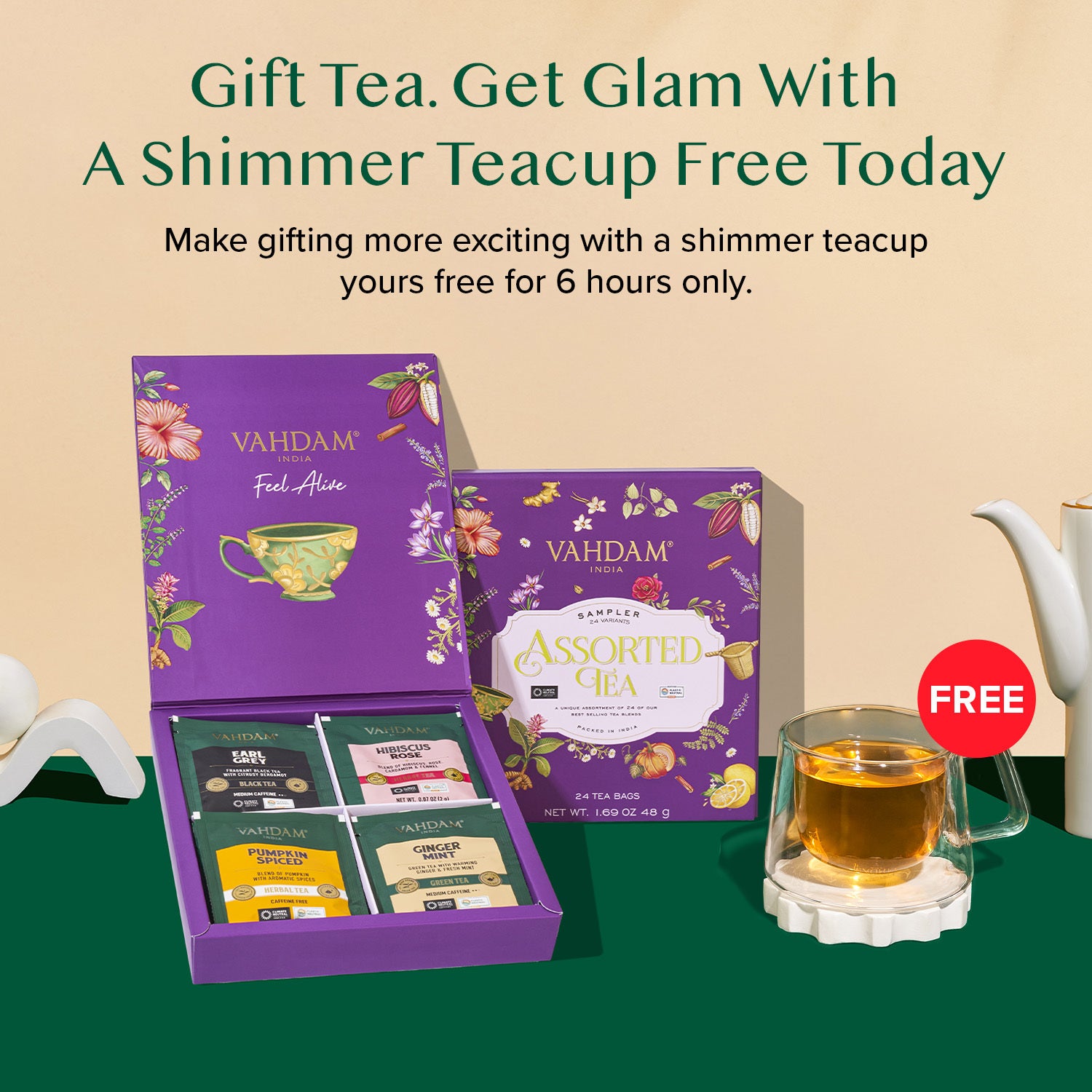 Black Friday Only | Classic Tea Sampler, Gift Set, 24 Teas With Free Shimmer Cup