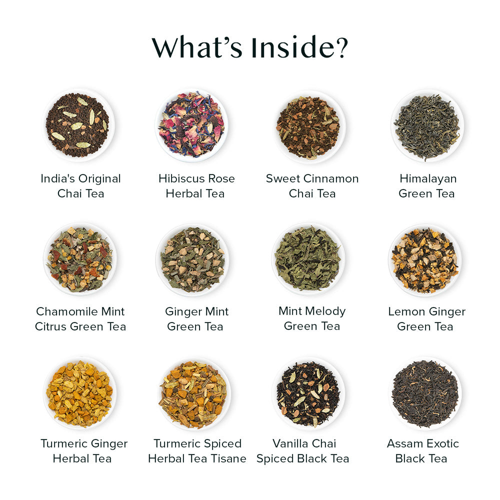 Assorted Tea Bags Sampler, (40 Pyramid Tea Bags) 20 Flavors