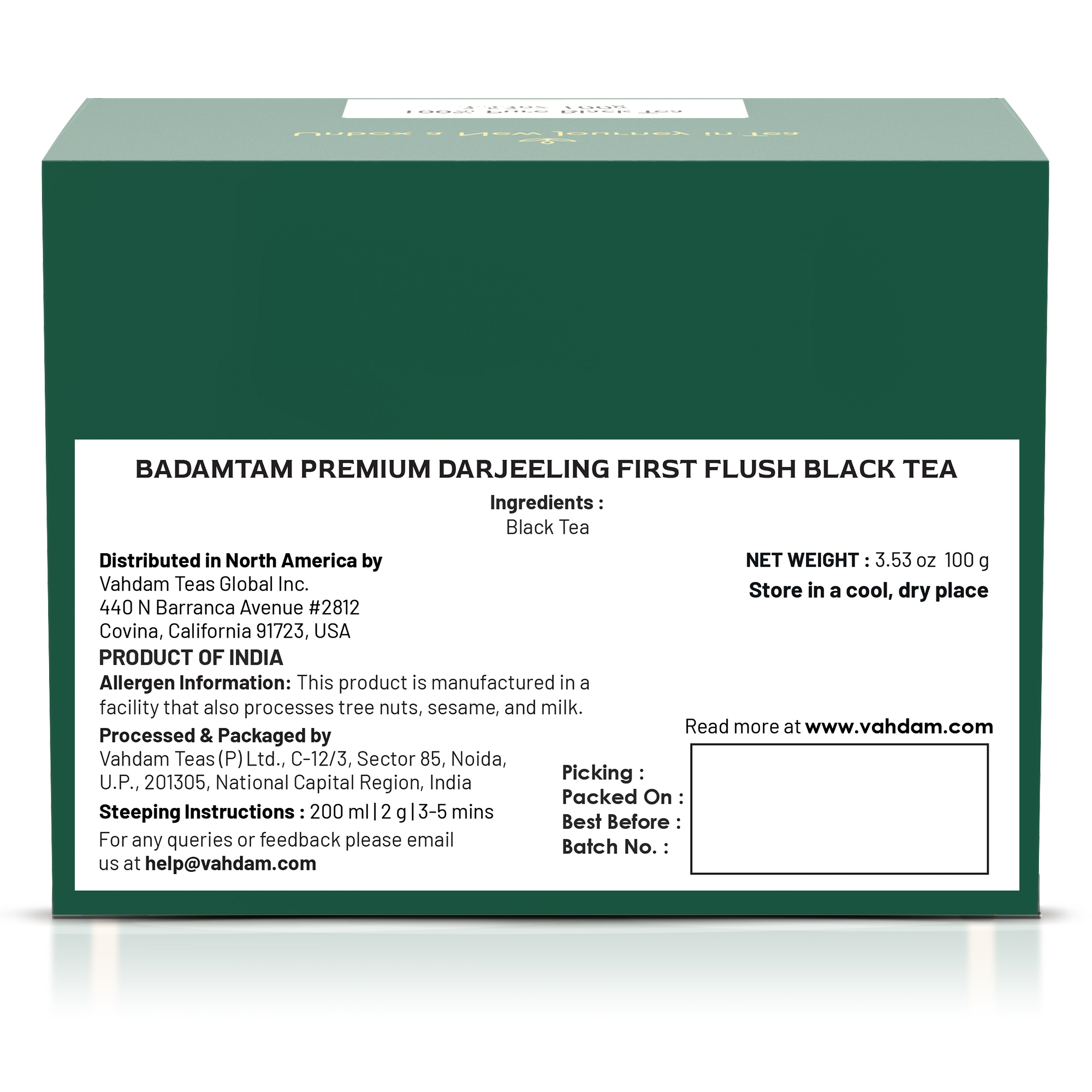 2026 Badamtam Premium Darjeeling First Flush Black Tea-100g