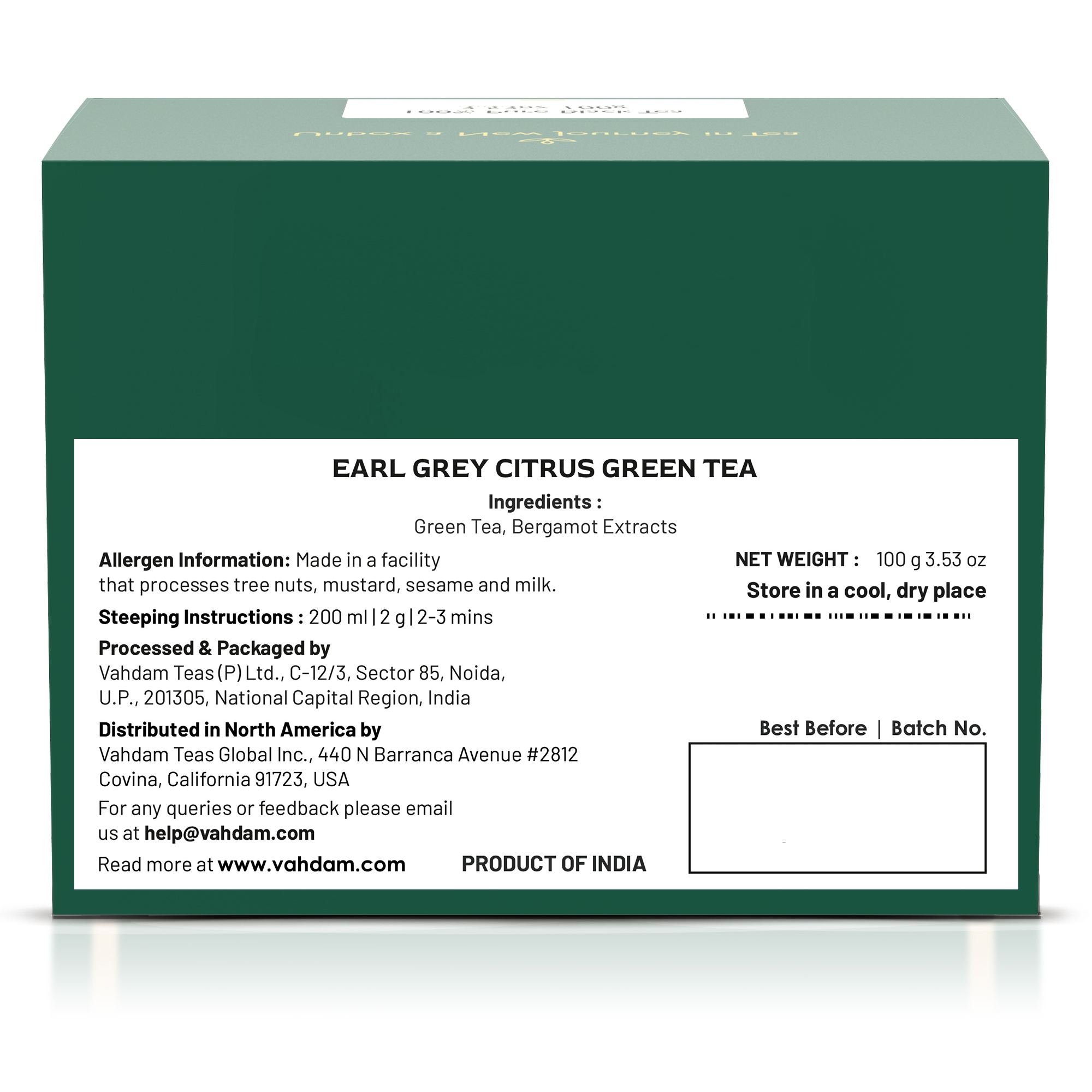 Earl Grey Citrus Green Tea, 3.53 oz