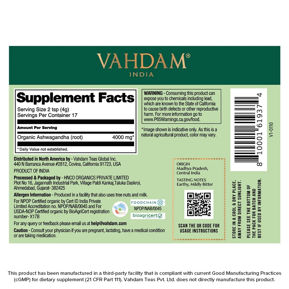 Ashwagandha Powder, 2.47 Oz, 70g