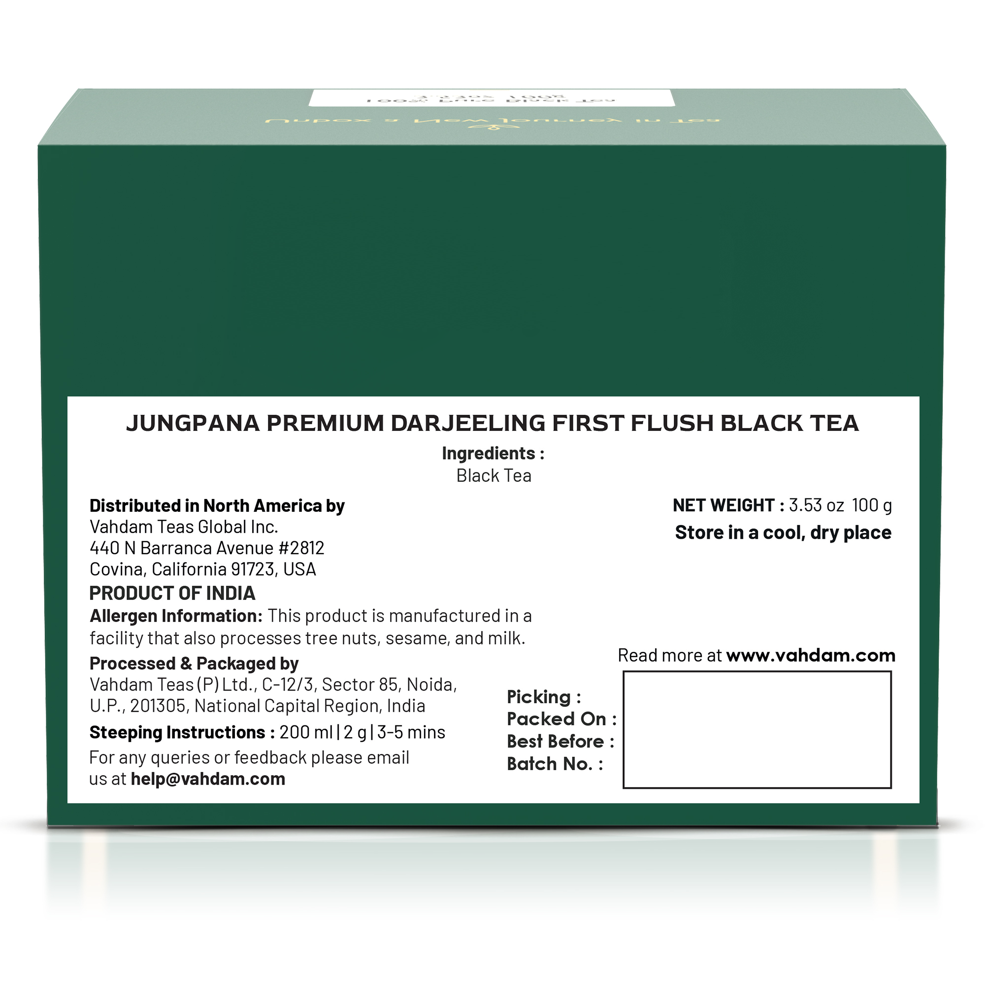 2026 Jungpana Premium Darjeeling First Flush Black Tea DJ FF BT/ 100g