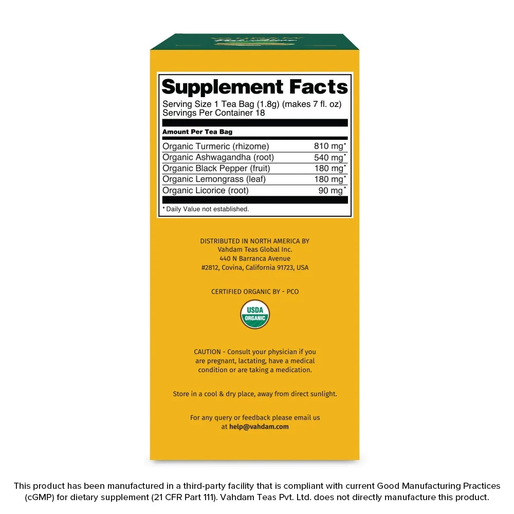 Turmeric Ashwagandha Herbal Tea, 18 Count