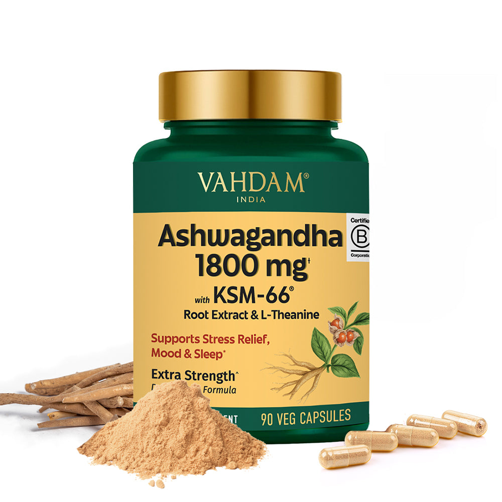 Ashwagandha 1800mg KSM-66 Capsules with L-Theanine –  VAHDAM®