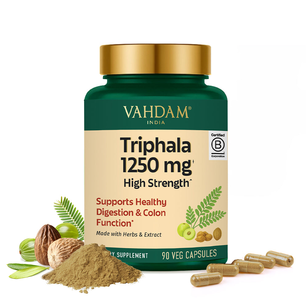 Triphala Capsules with Amla, Bibhitaki & Haritaki 1250mg –  VAHDAM®