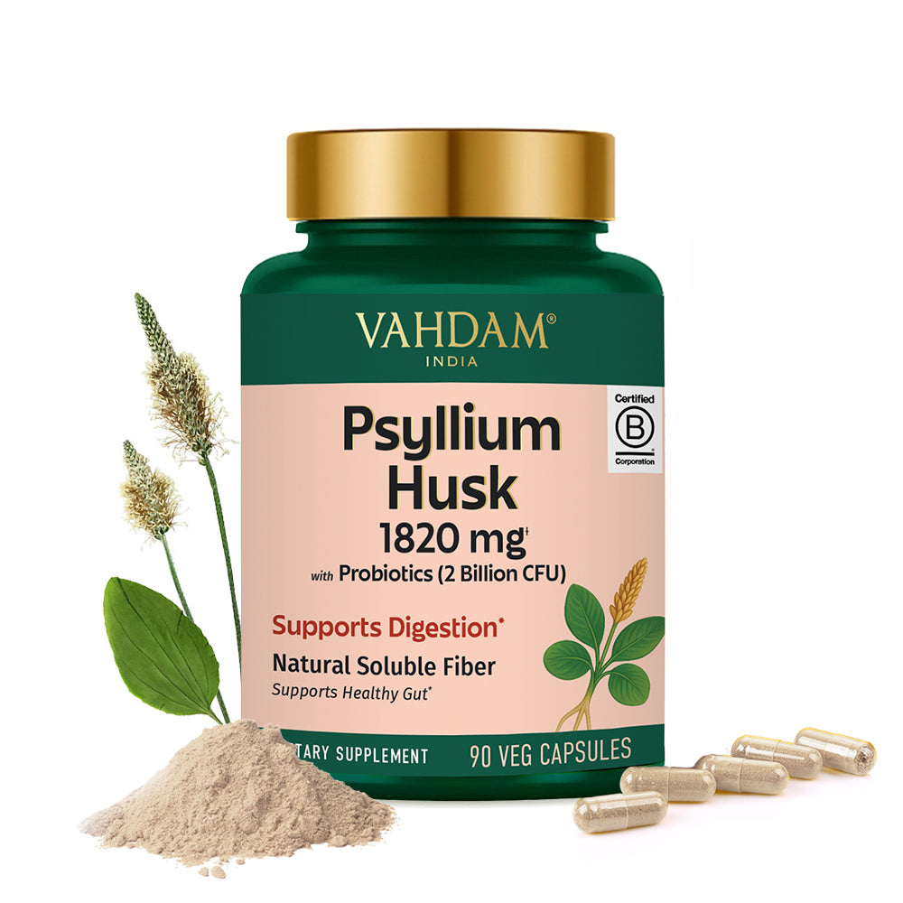 Psyllium Husk 1820mg Capsules with Probiotics – VAHDAM®