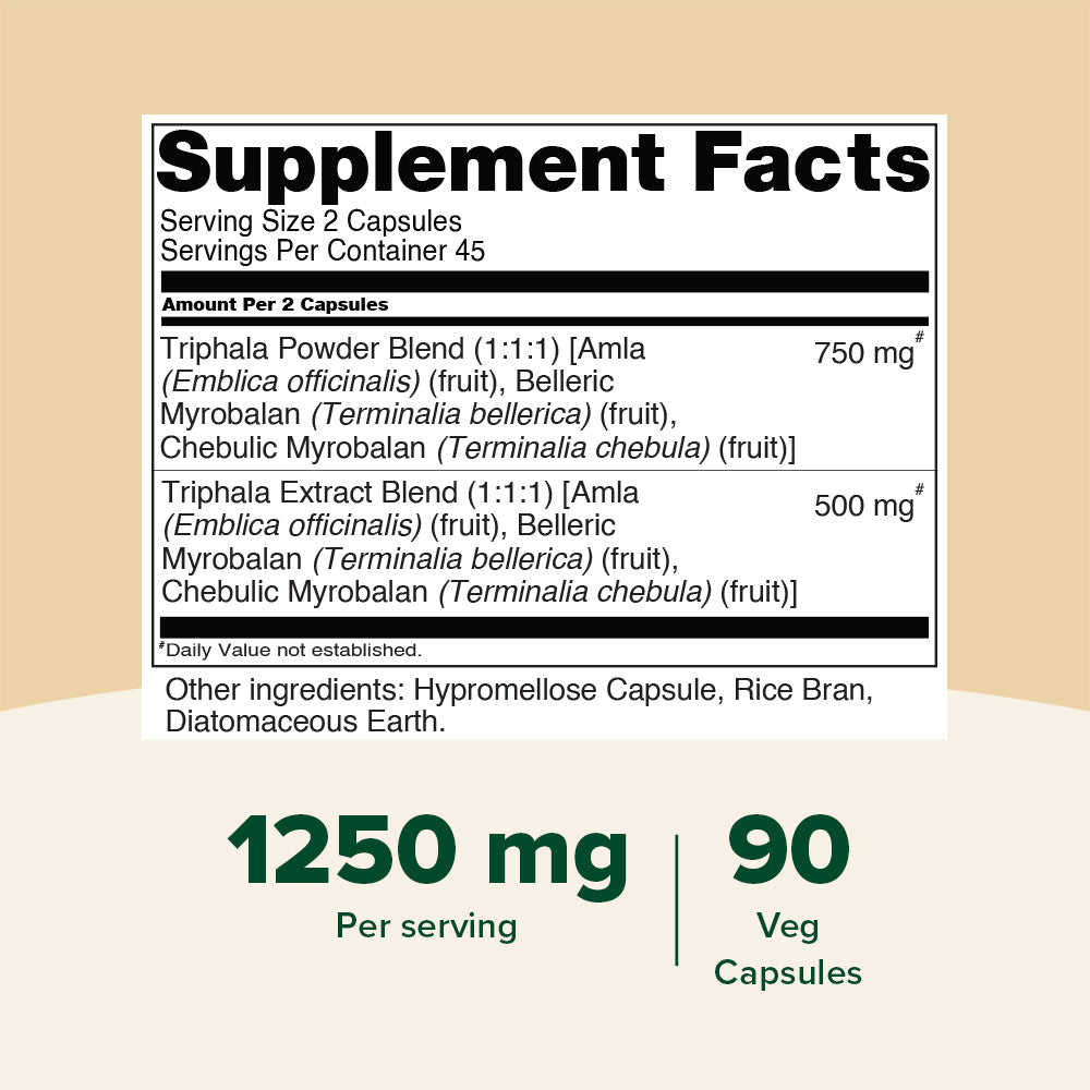 Triphala Capsules with Amla, Bibhitaki & Haritaki 1250mg –  VAHDAM®