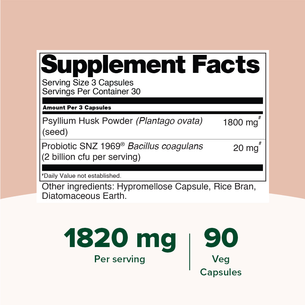 Psyllium Husk 1820mg Capsules with Probiotics – VAHDAM®