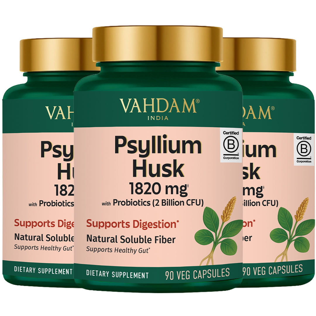 Psyllium Husk 1820mg Capsules with Probiotics – VAHDAM®