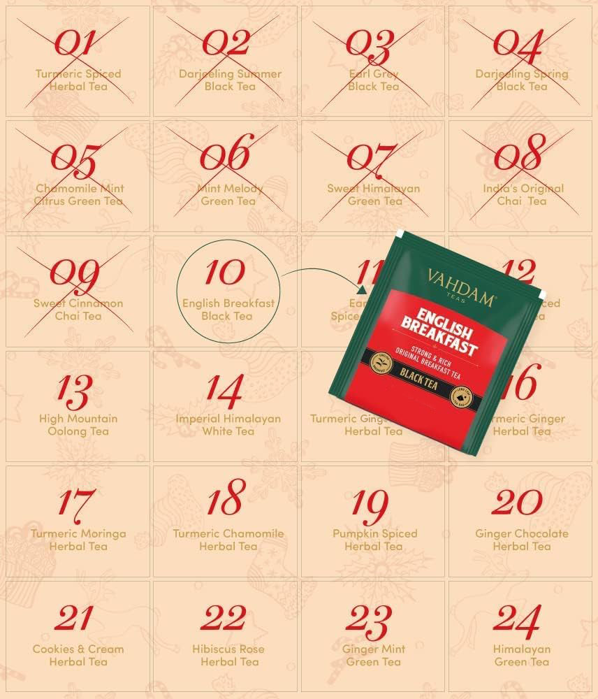 Compact Christmas Advent Tea Gift Set, 24 Tea Bags VAHDAM® USA Compact Christmas Advent Tea Gift Set, 24 Tea Bags VAHDAM® USA