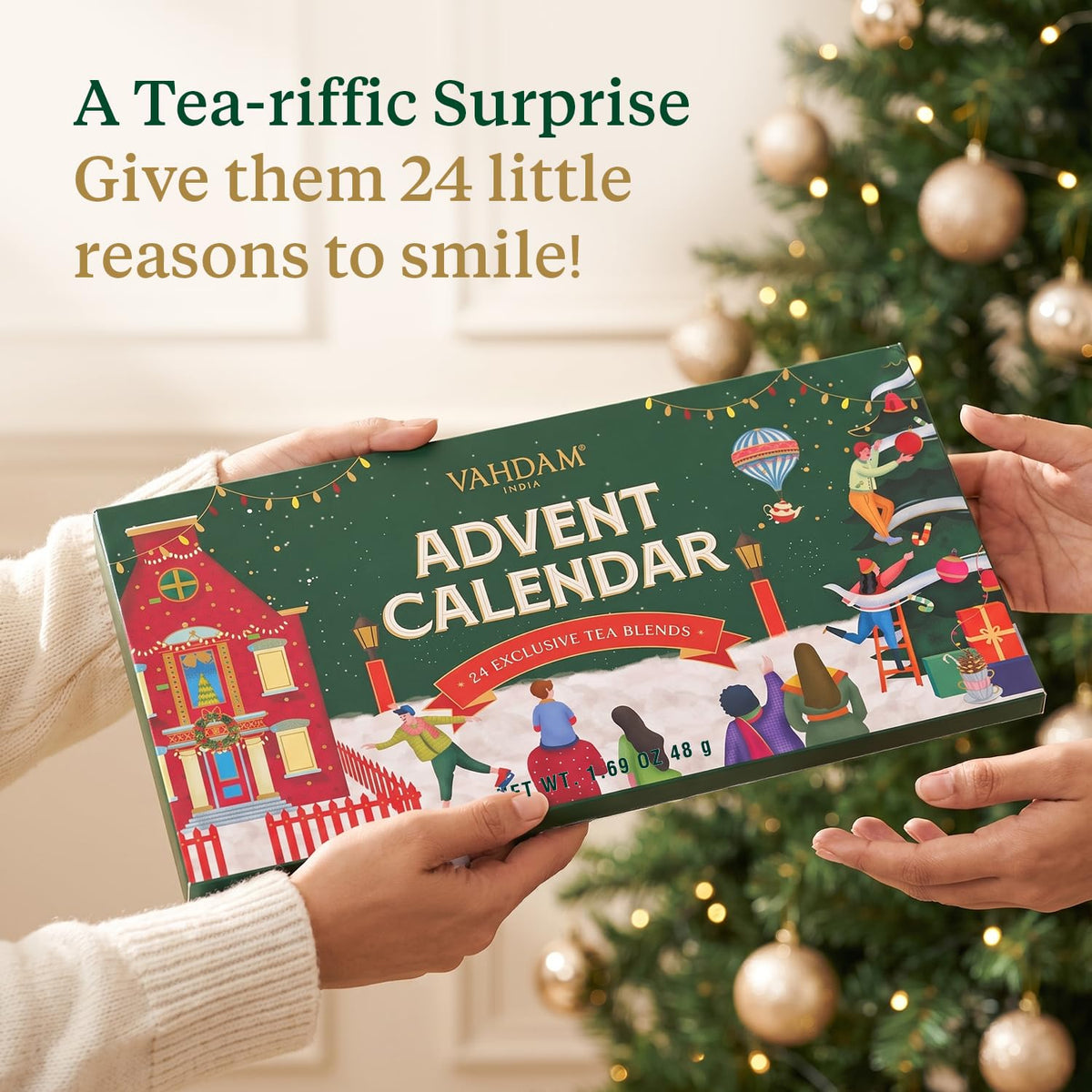 Foldable Advent Calendar Tea Gift, 24 Teas, 1.69 Oz, 48g
