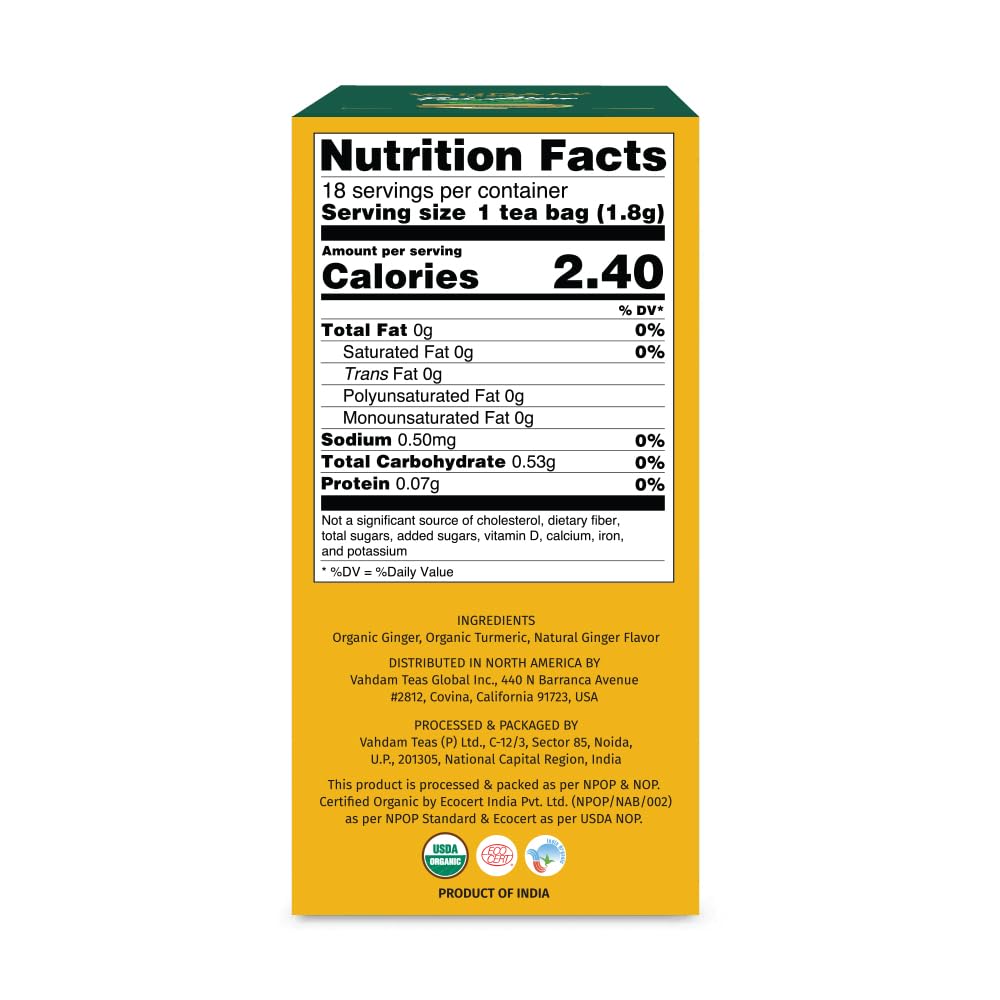 Turmeric Ginger Herbal Tea 18 Count