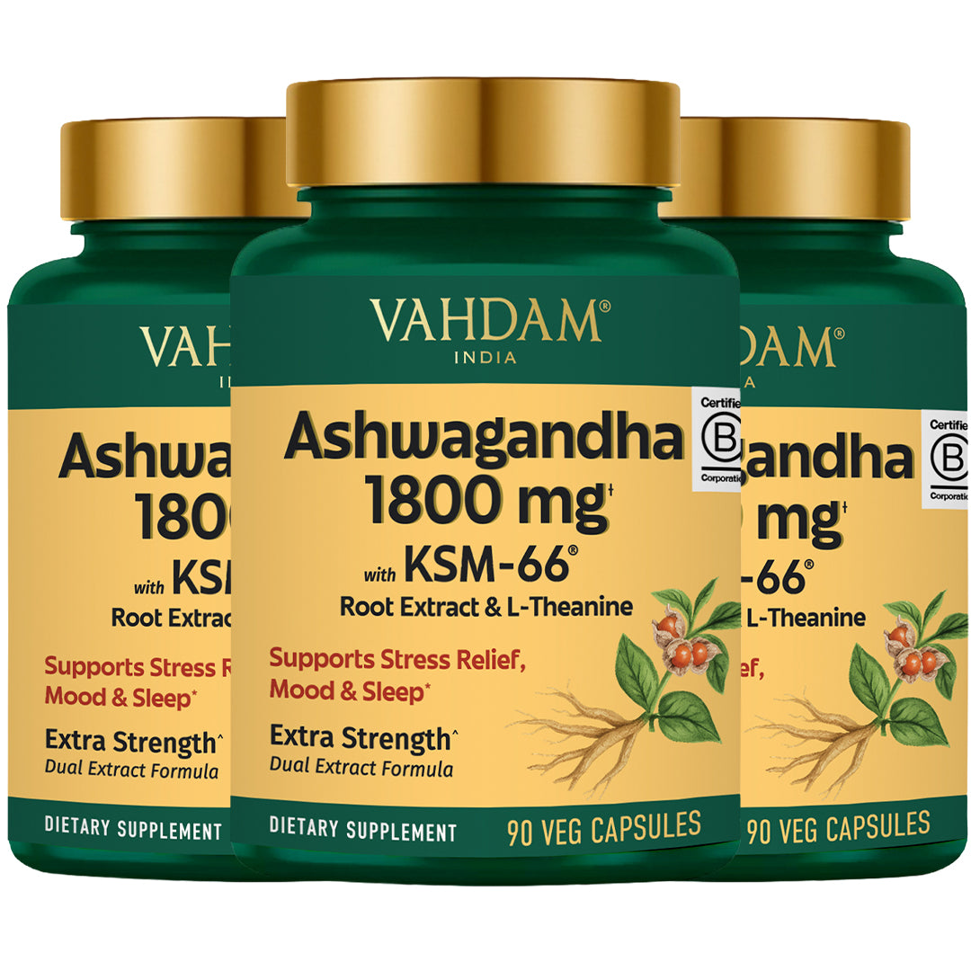 Ashwagandha 1800mg KSM-66 Capsules with L-Theanine –  VAHDAM®
