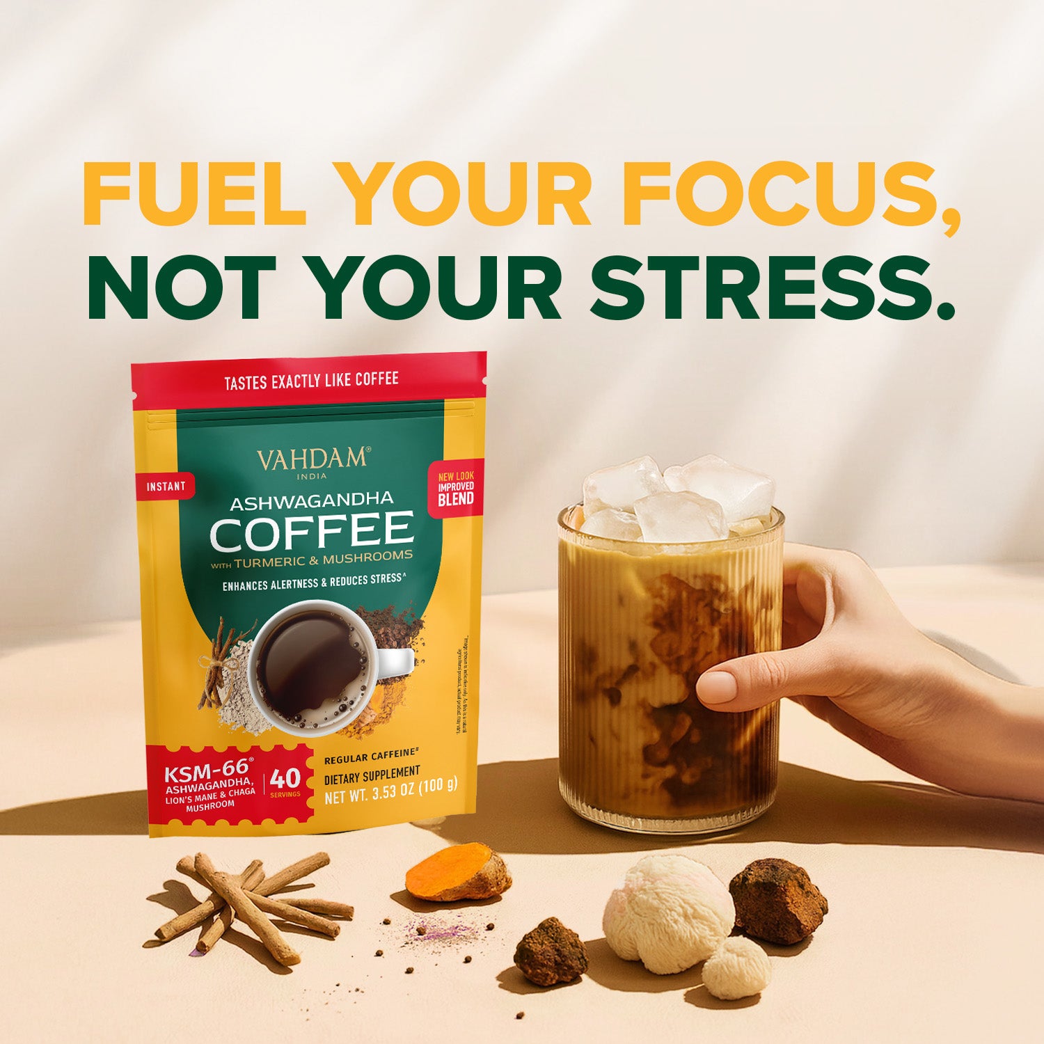Ashwagandha Coffee for Calm Energy - 80 Servings