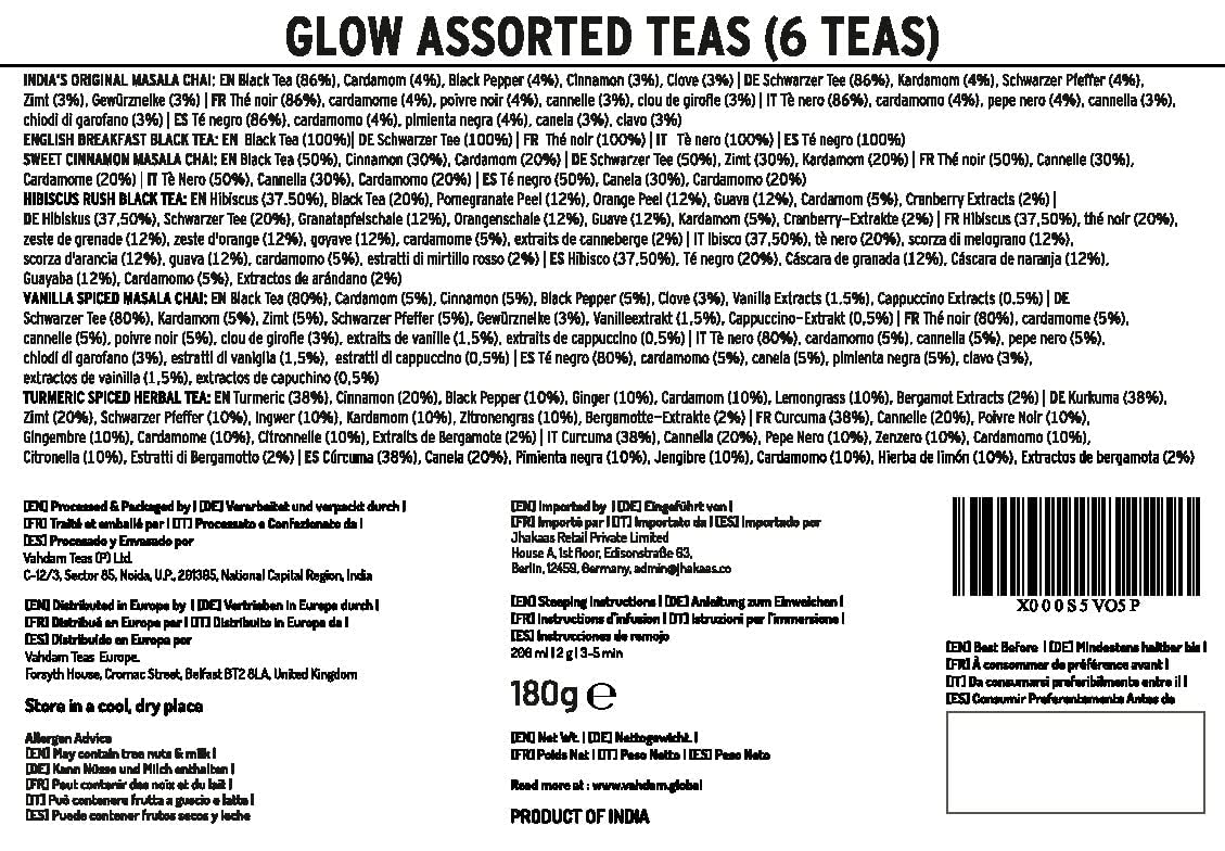 Glow, Tea Gift Set, 6 Teas