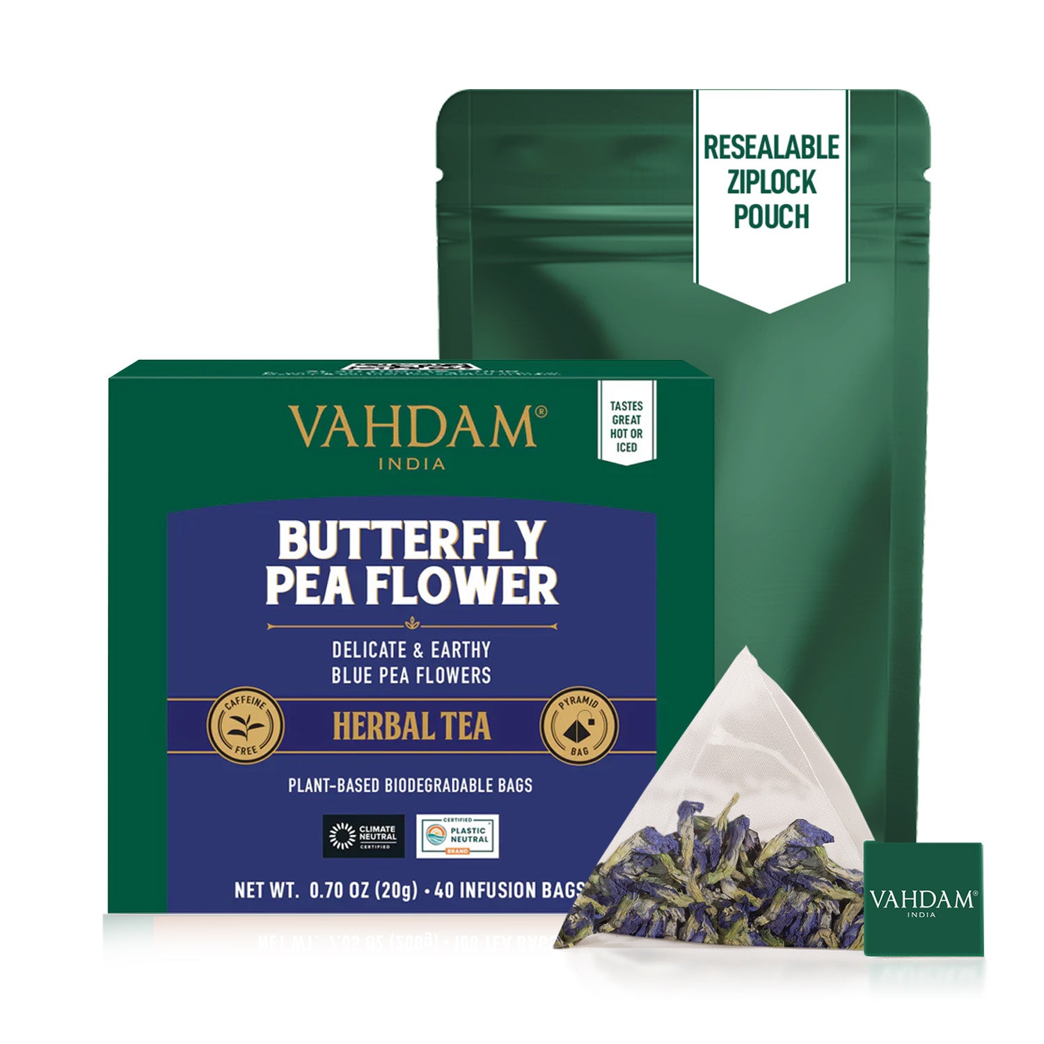 Butterfly Pea Flower Herbal Tea, 40 Count