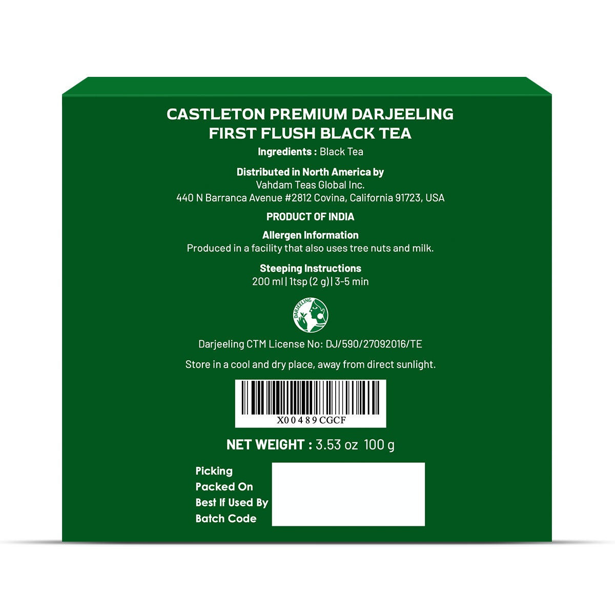 2025 Castleton Premium Darjeeling First Flush Black Tea DJ 42 (Pack of 4)