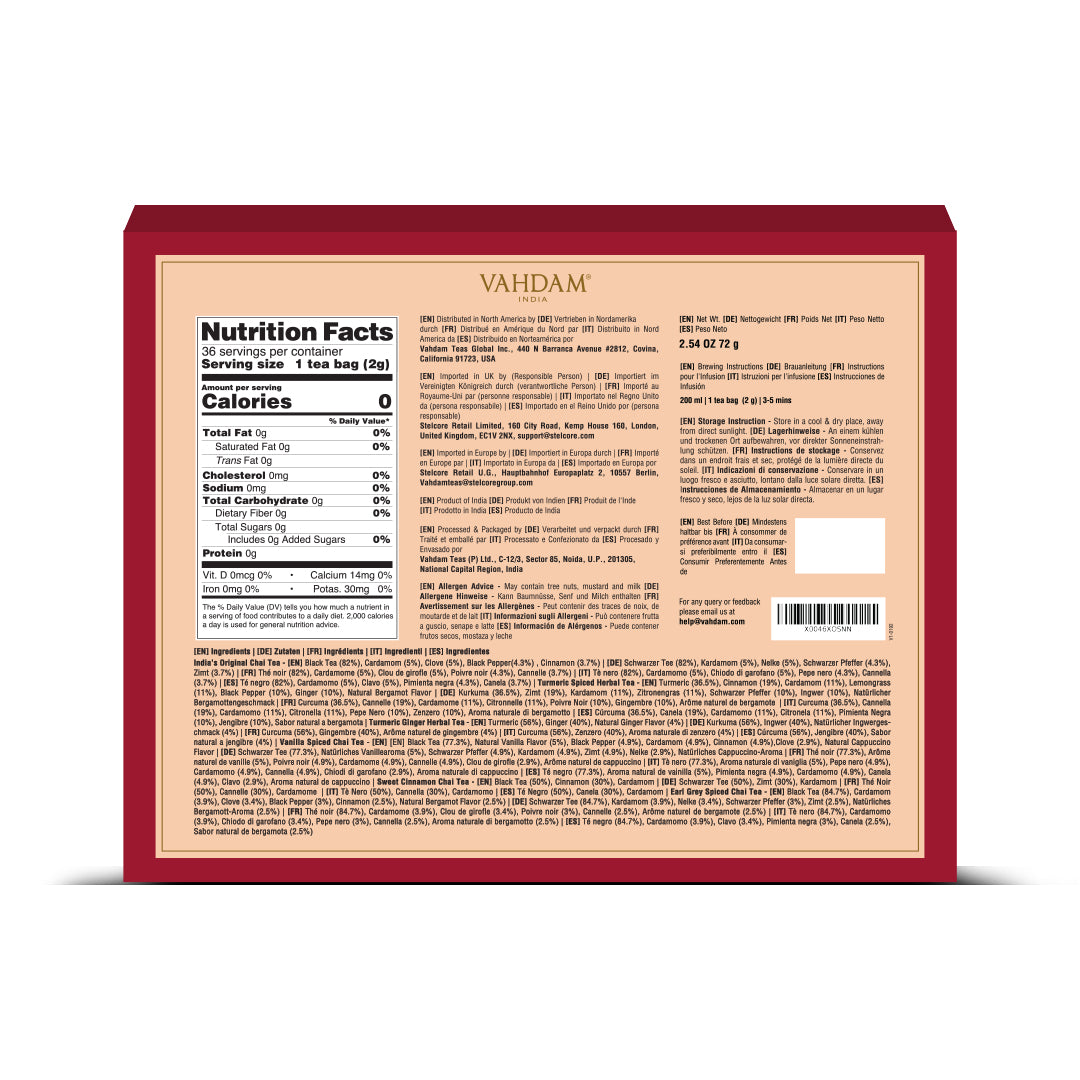 Chai Tea Assortment, Gift Set, 36 Teas