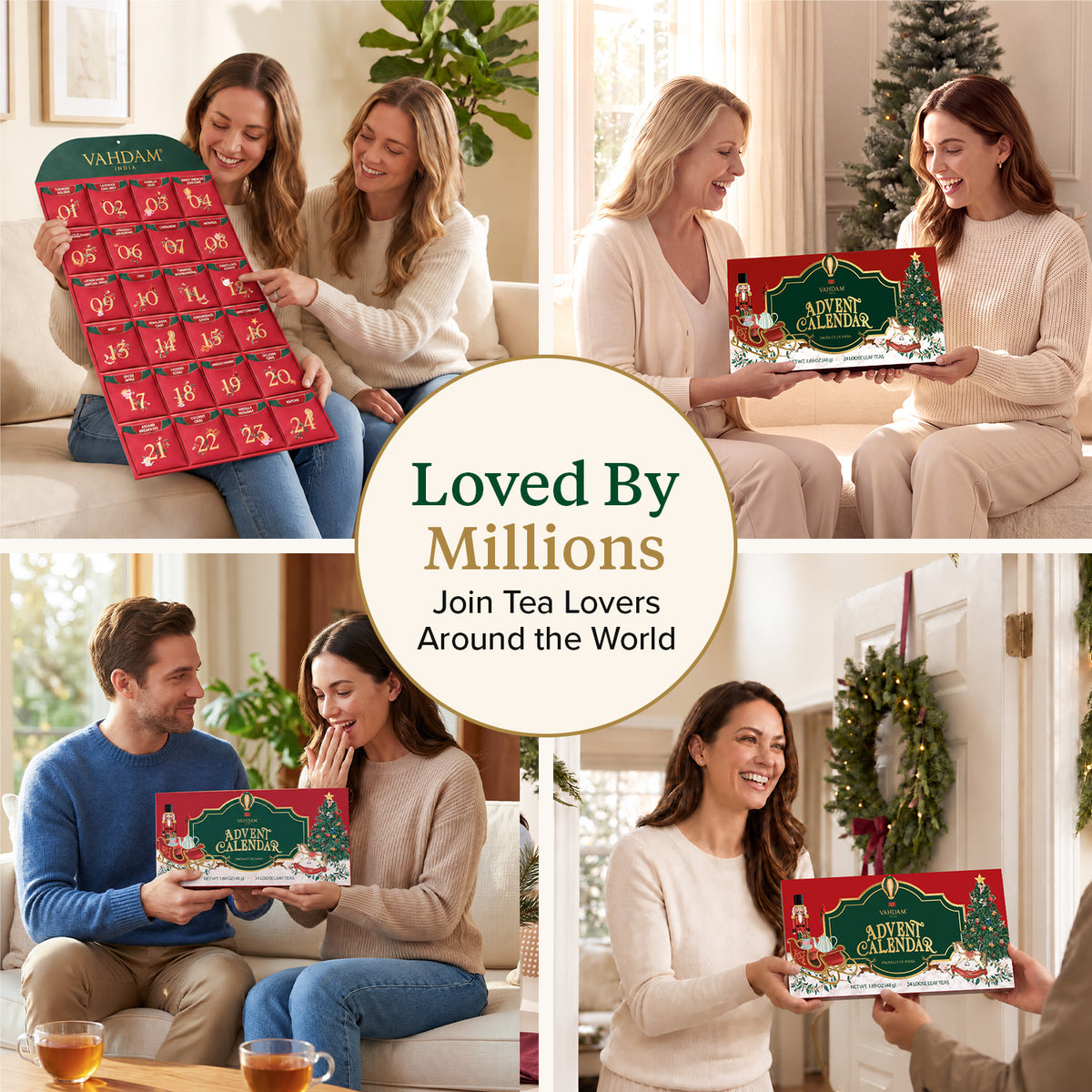 Foldable Advent Calendar Tea Gift, 24 Loose Leaf Teas, 1.69 Oz, 48g
