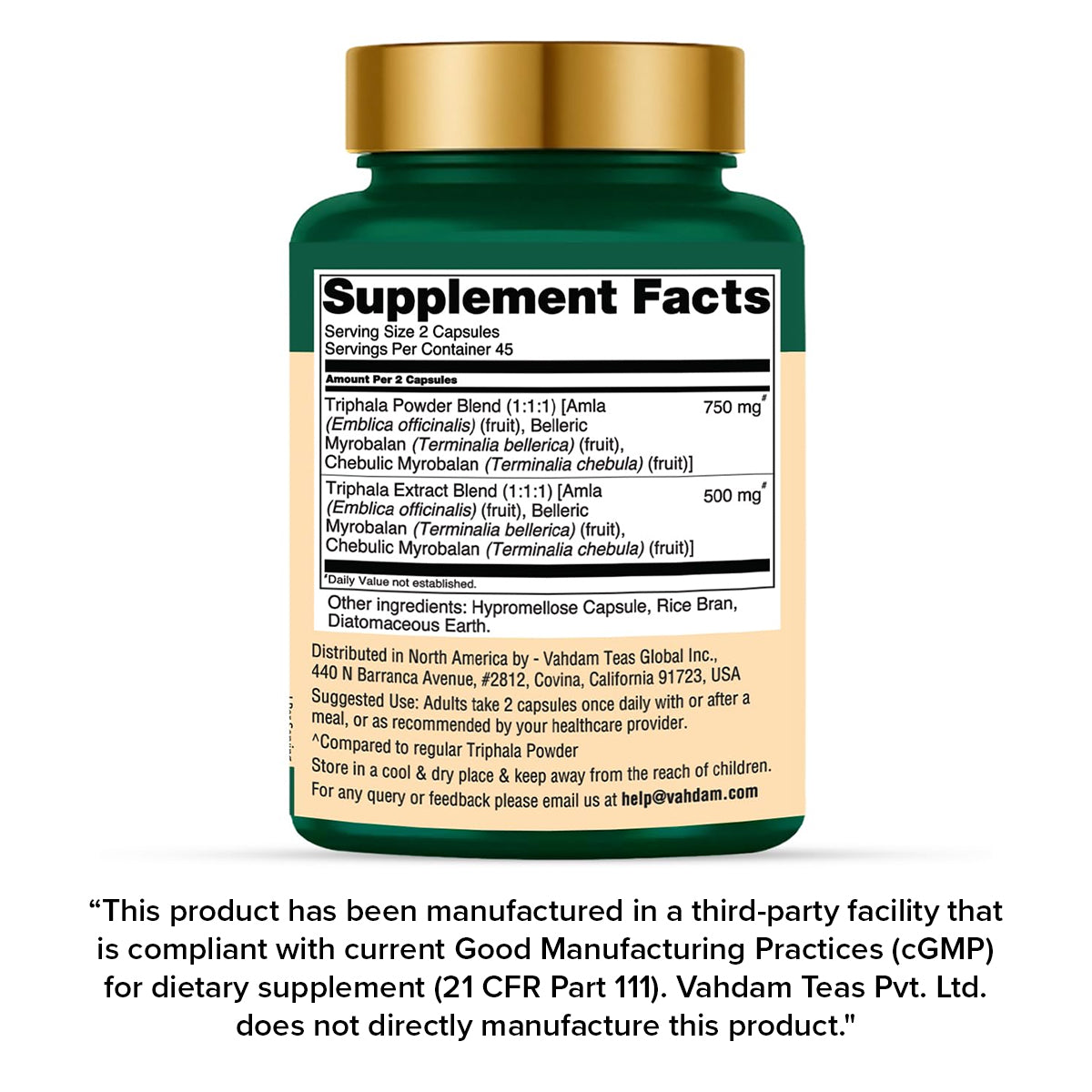 Triphala Capsules with Amla, Bibhitaki & Haritaki 1250mg –  VAHDAM®