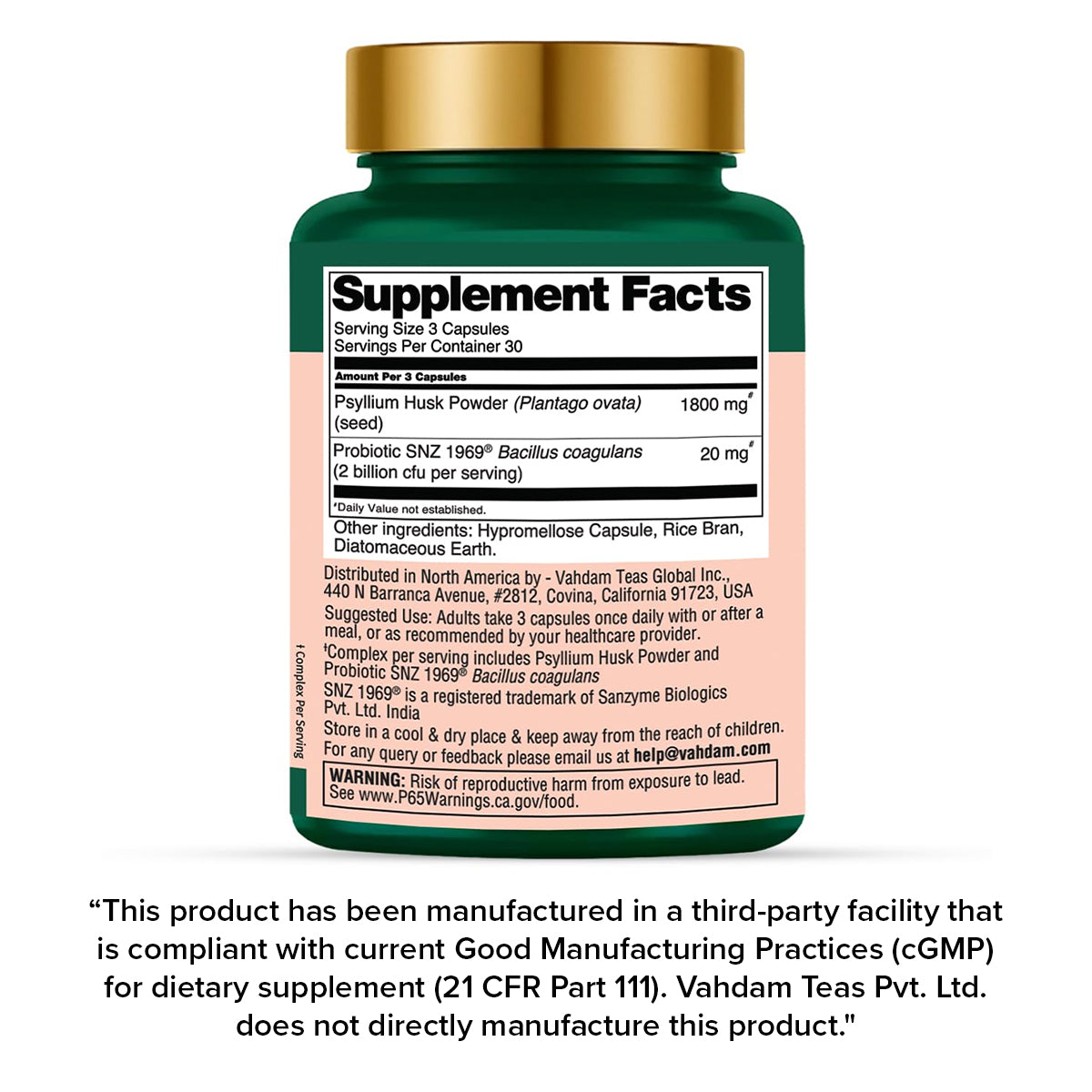 Psyllium Husk 1820mg Capsules with Probiotics – VAHDAM®