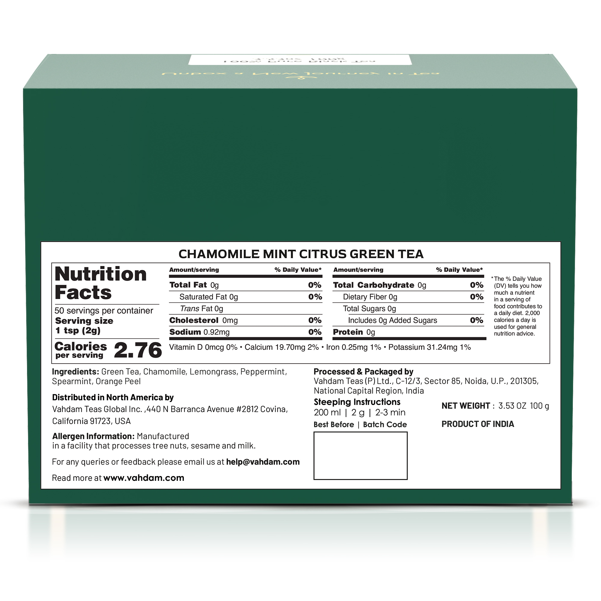 Chamomile Mint Citrus Green Tea, 3.53 oz