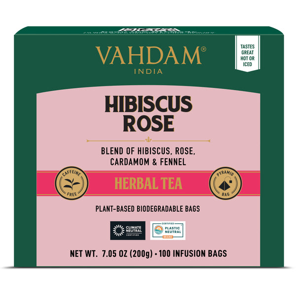 Hibiscus Rose Herbal Tea Bags, 100 Count | Floral Tisane | VAHDAM®
