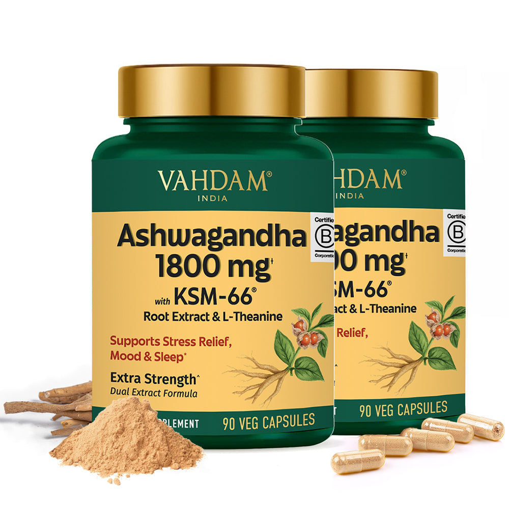 Ashwagandha 1800mg KSM-66 Capsules with L-Theanine –  VAHDAM®
