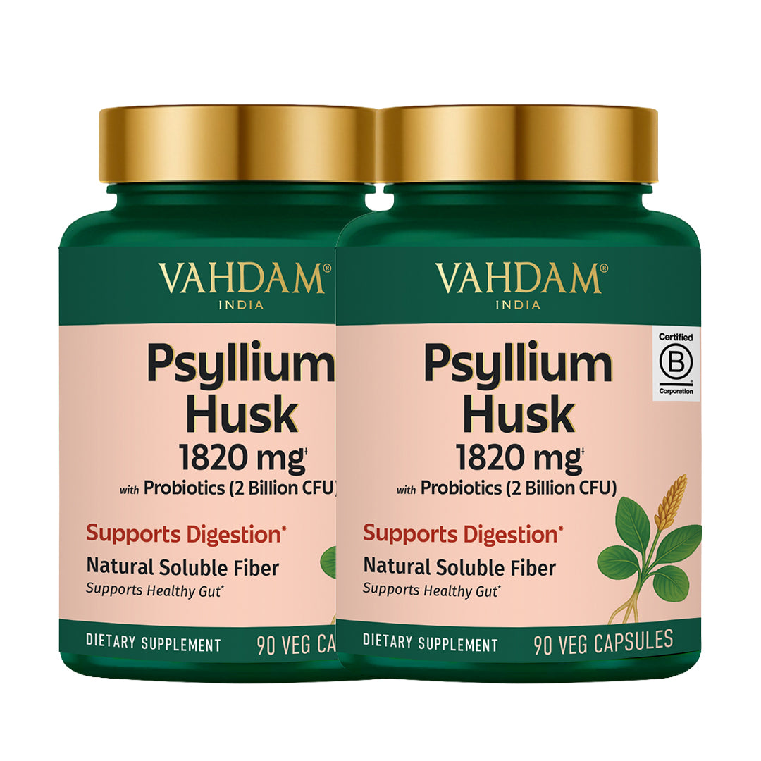 Psyllium Husk 1820mg Capsules with Probiotics – VAHDAM®